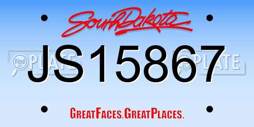 JS15867 South Dakota License Plate