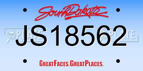 JS18562 South Dakota License Plate