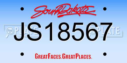 JS18567 South Dakota License Plate