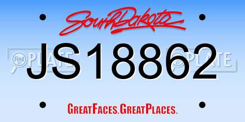 JS18862 South Dakota License Plate