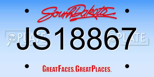 JS18867 South Dakota License Plate