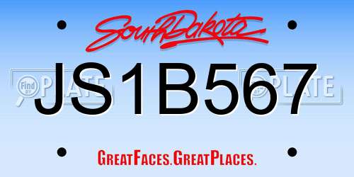 JS1B567 South Dakota License Plate