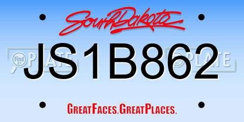 JS1B862 South Dakota License Plate