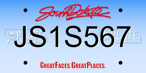 JS1S567 South Dakota License Plate