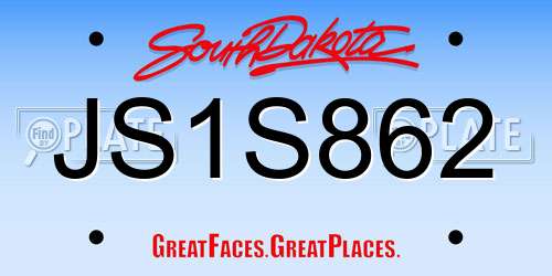 JS1S862 South Dakota License Plate