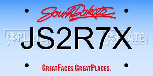 JS2R7X South Dakota License Plate