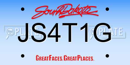 JS4T1G South Dakota License Plate