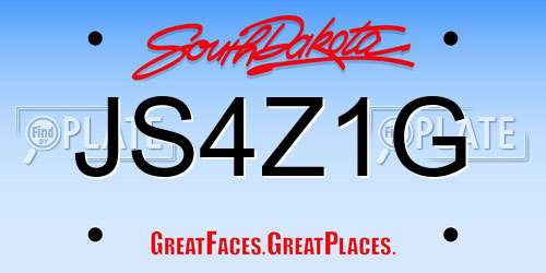 JS4Z1G South Dakota License Plate