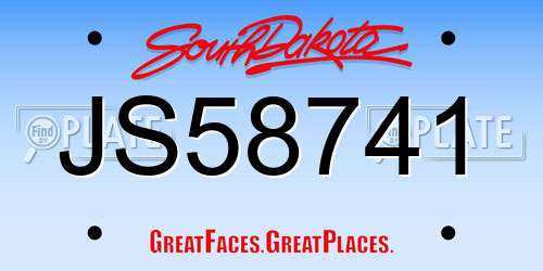 JS58741 South Dakota License Plate