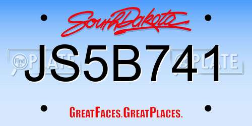 JS5B741 South Dakota License Plate