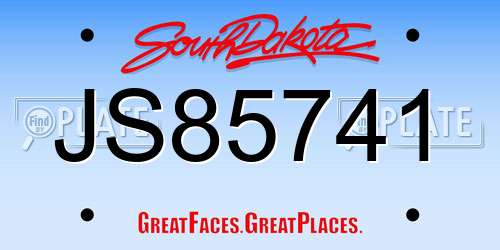 JS85741 South Dakota License Plate
