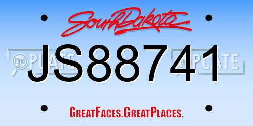 JS88741 South Dakota License Plate