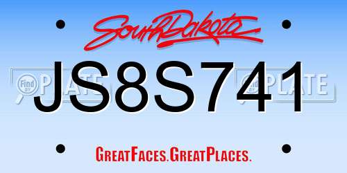 JS8S741 South Dakota License Plate