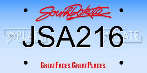 JSA216 South Dakota License Plate