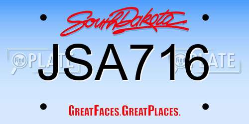 JSA716 South Dakota License Plate