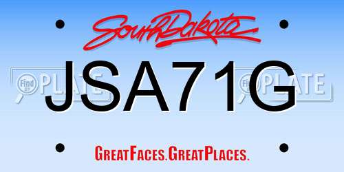 JSA71G South Dakota License Plate