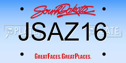 JSAZ16 South Dakota License Plate