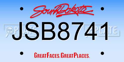 JSB8741 South Dakota License Plate