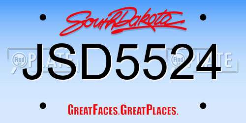 JSD5524 South Dakota License Plate