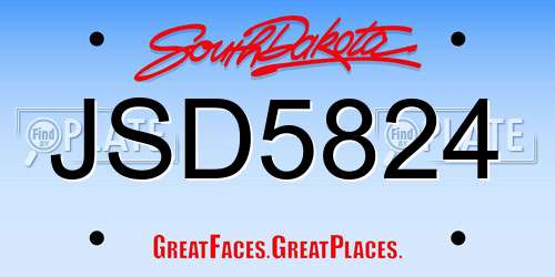 JSD5824 South Dakota License Plate