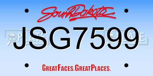 JSG7599 South Dakota License Plate