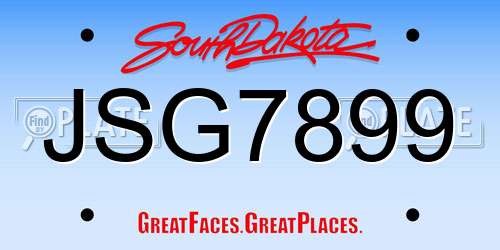 JSG7899 South Dakota License Plate
