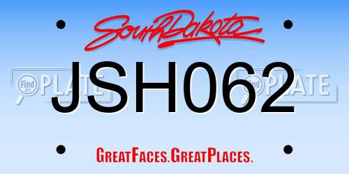JSH062 South Dakota License Plate