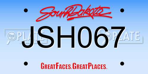 JSH067 South Dakota License Plate
