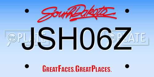 JSH06Z South Dakota License Plate