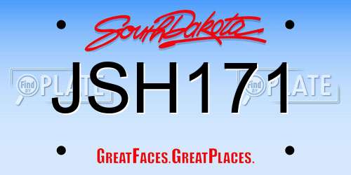JSH171 South Dakota License Plate