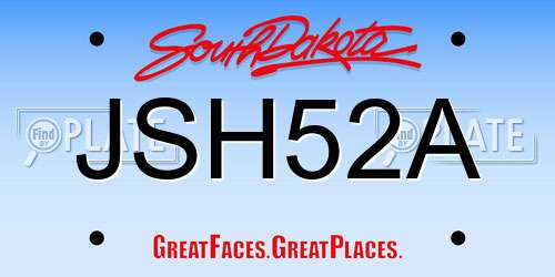 JSH52A South Dakota License Plate