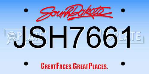 JSH7661 South Dakota License Plate