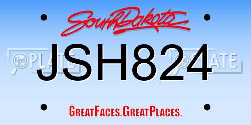 JSH824 South Dakota License Plate