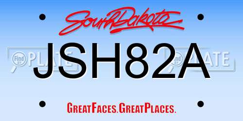 JSH82A South Dakota License Plate
