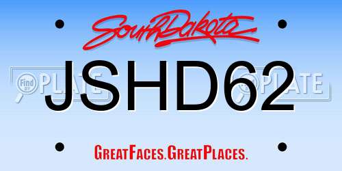 JSHD62 South Dakota License Plate