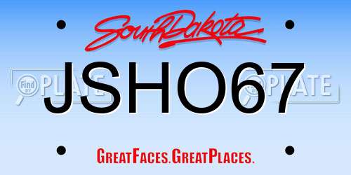 JSHO67 South Dakota License Plate