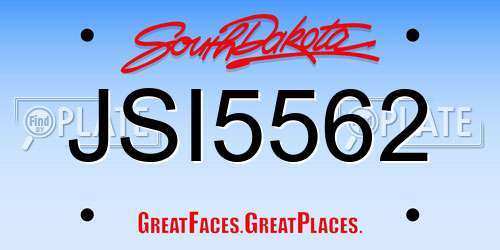 JSI5562 South Dakota License Plate