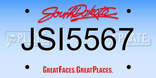 JSI5567 South Dakota License Plate
