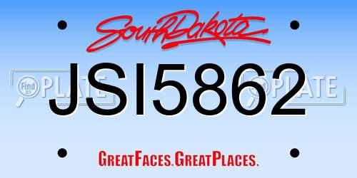 JSI5862 South Dakota License Plate
