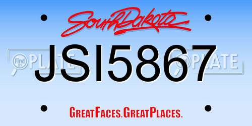 JSI5867 South Dakota License Plate