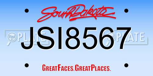 JSI8567 South Dakota License Plate