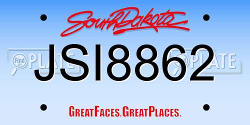 JSI8862 South Dakota License Plate