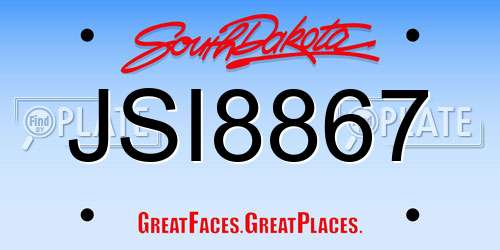 JSI8867 South Dakota License Plate