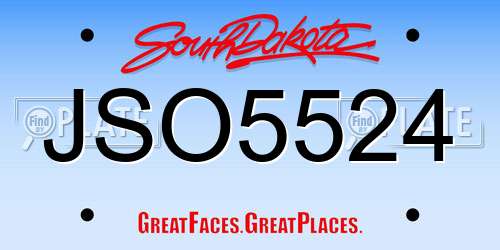 JSO5524 South Dakota License Plate
