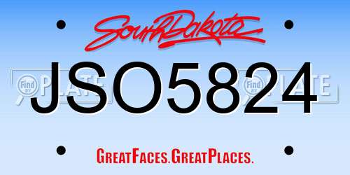JSO5824 South Dakota License Plate
