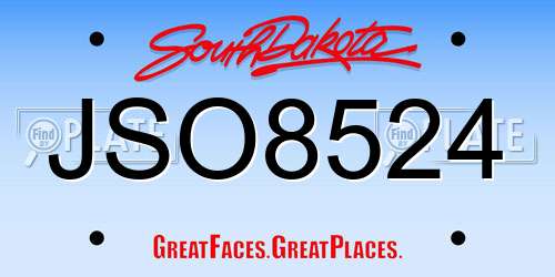 JSO8524 South Dakota License Plate