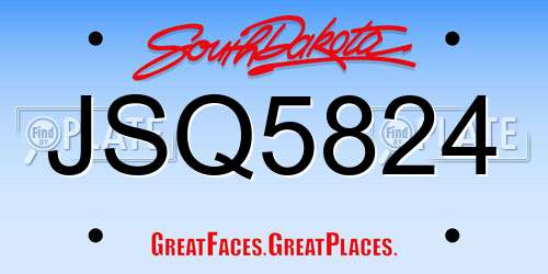 JSQ5824 South Dakota License Plate