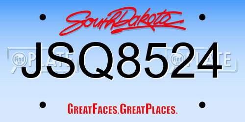 JSQ8524 South Dakota License Plate
