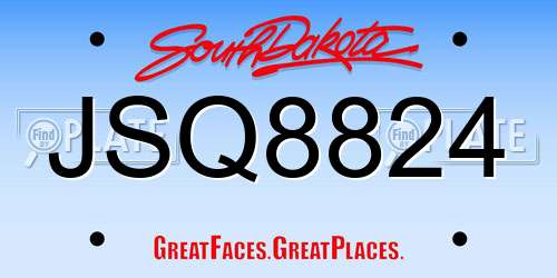 JSQ8824 South Dakota License Plate