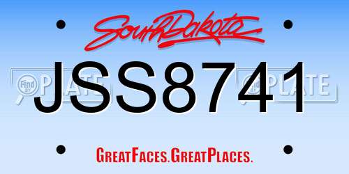 JSS8741 South Dakota License Plate